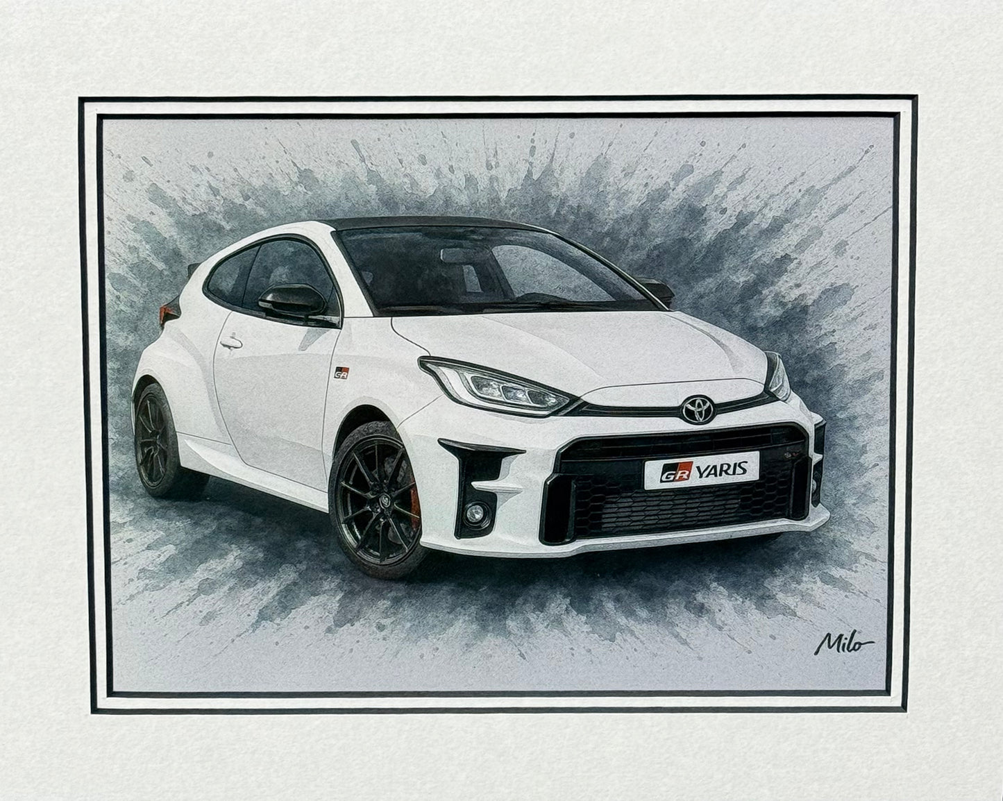 Toyota GR Yaris │ Art Illustration │ 3D Mount Board