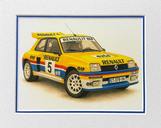 Renault 5 Turbo β Art Illustration β 3D Mount Board