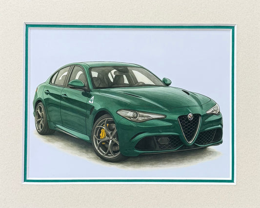 Alfa Romeo Giulia Quadrifoglio.  β Art Illustration β 3D Mount Board