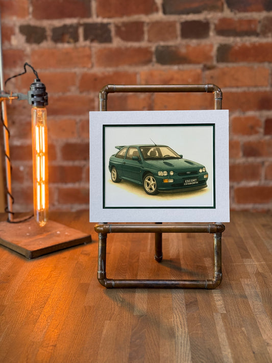 Escort Cosworth Green β Art Illustration β 3D Mount Board