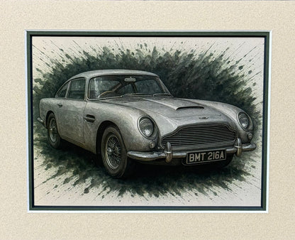 Aston Martin DB5 │ Art Illustration │ 3D Mount Board