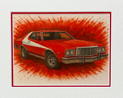 Ford Gran Torino │ Art Illustration │ 3D Mount Board