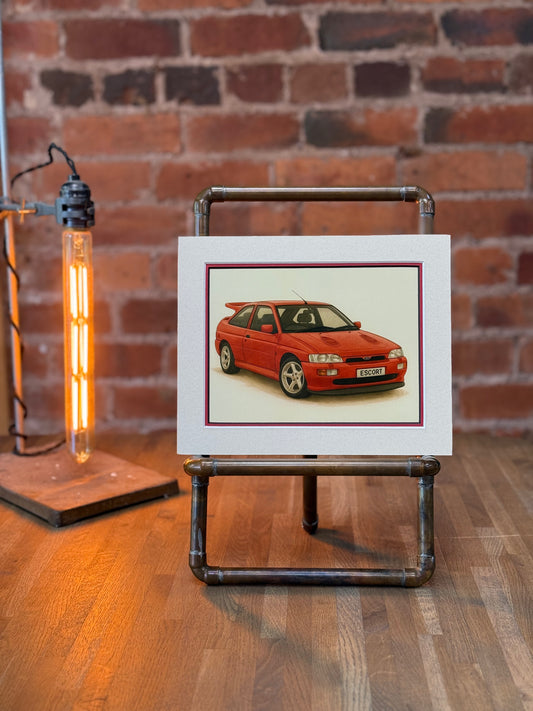 Escort Cosworth Red│ Art Illustration │ 3D Mount Board