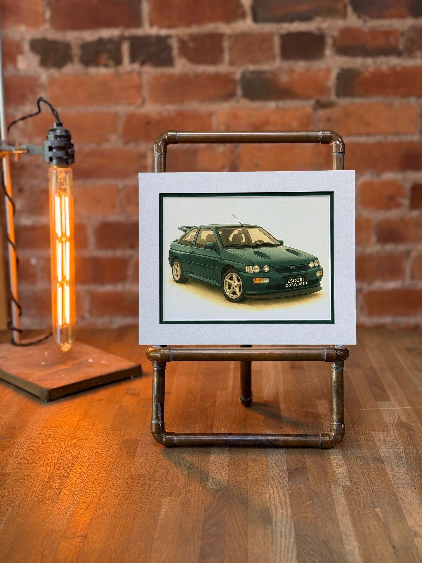 Escort Cosworth Green │ Art Illustration │ 3D Mount Board