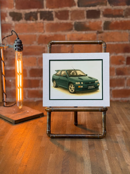 Escort Cosworth Green │ Art Illustration │ 3D Mount Board