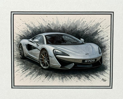 McLaren 570S │ Art Illustration │ 3D Mount Board